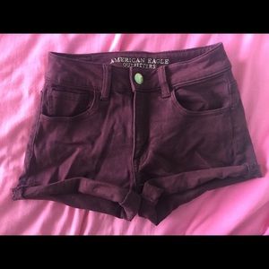 American Eagle High Rise Maroon Shorts